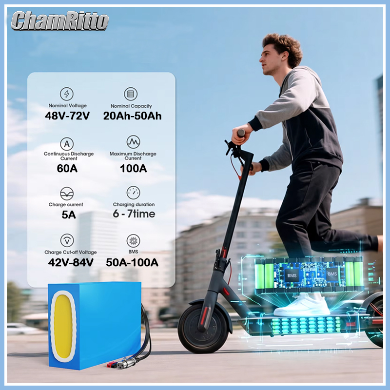 Bateria de 48V 52V 60V 72V 200 - 60V 50Ah Electric Scooter Battery avaliação e preço
